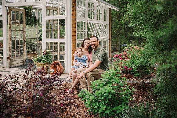 Family at the greenhouse at Prospect Farms