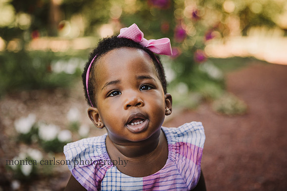portrait of a adorablbe one year old girl by monica carlson photography