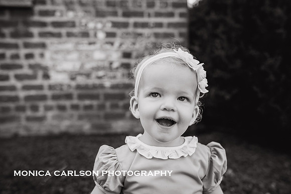 black and white portrait of a one year old