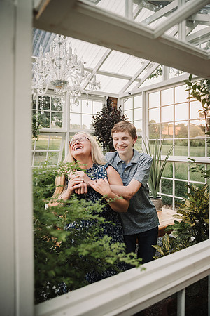 mom shares a laugh with her teen son