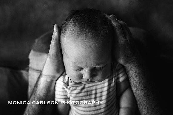 black and white portrait of a chubby newborn at home in Marietta