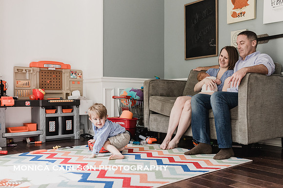 Young family in their home playroom outside Atlanta by Monica carlson