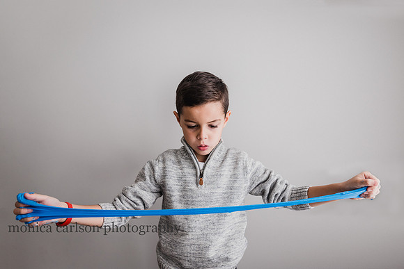 boy stretching his slime