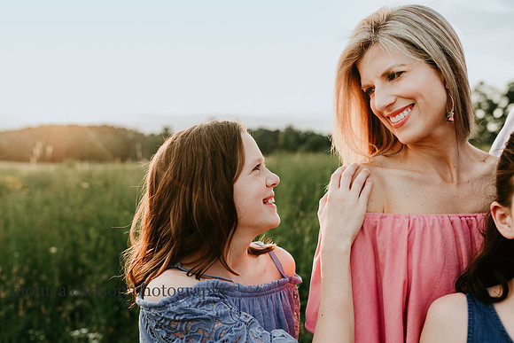 mother and daughter looking at each other