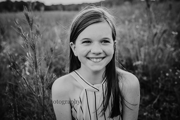 black and white portrait of a young girl