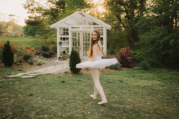 Ballerina outside a green house at Prospect Farms