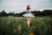 ballerina walking through a flower field at prospect farms