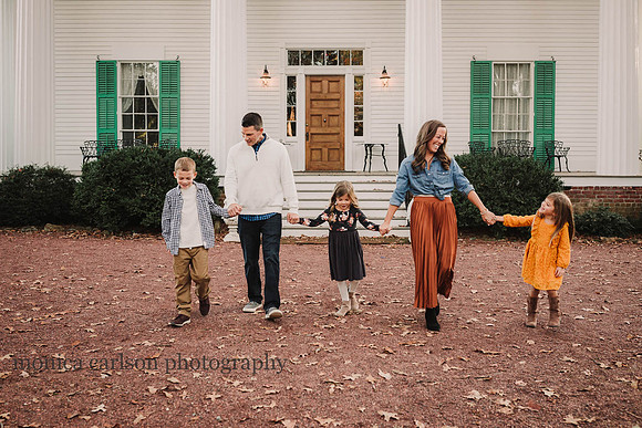 Family taking a walk outside barrington Hall