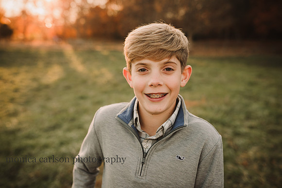 portrait of teen aged boy at sunset in Duluth, GA