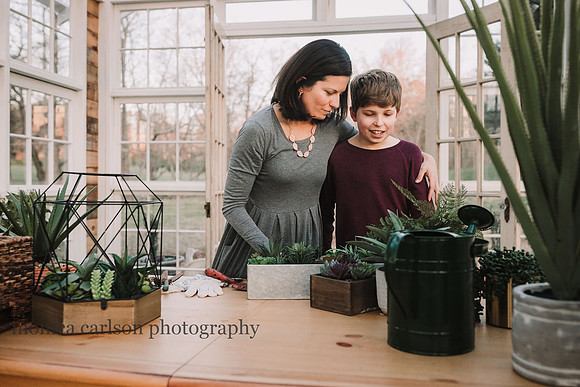 Mother and son bonding over gardening in Lawrenceville, Georgia