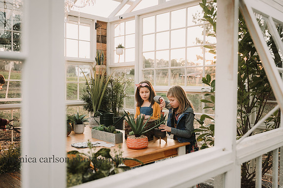 sisters doing some gardening at Prospect farms