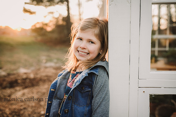 Smiling girl at sunset in Lawrenceville, Georgia