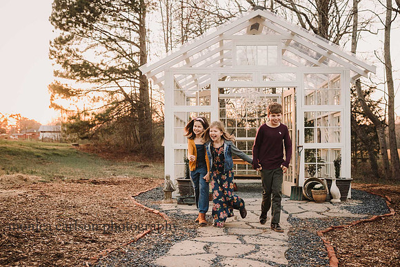 Kids running away from a greenhouse in Lawrenceville, Georgia