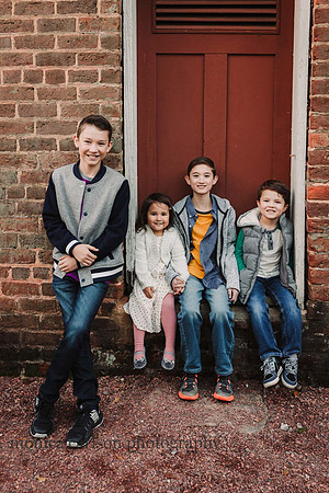 Four Siblings in front of the ice house at Barrington Hall