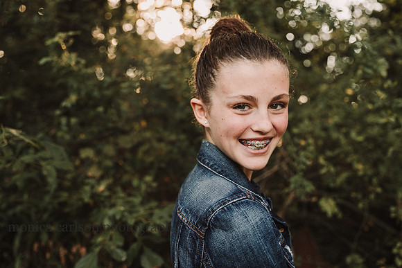 backlit portrait of a teen girl by monica carlson photography