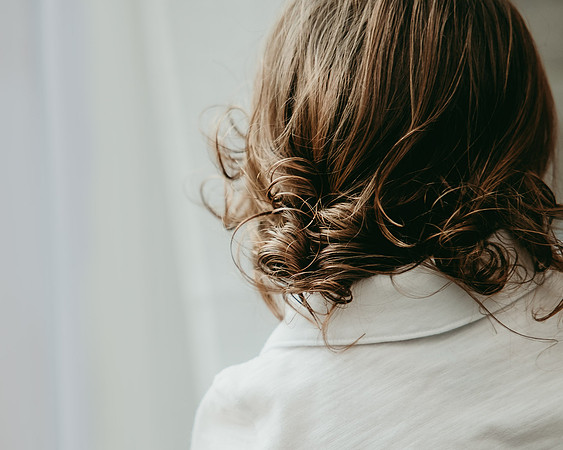 detail image of a little boys curls